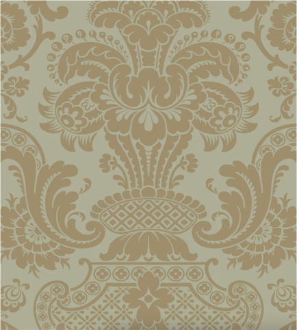 Carmen Metallic Antique Metallic Gold on Soft Olive Wallcovering by Cole & Son 