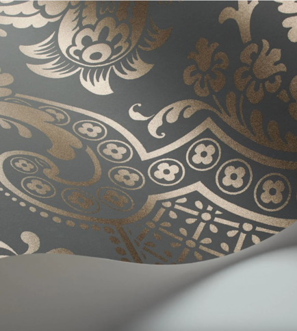 Carmen Metallic Bronze on Charcoal Wallcovering by Cole & Son 