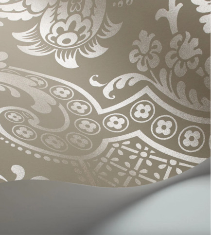 Carmen Metallic Rose Gold on Dark Taupe Wallcovering by Cole & Son 
