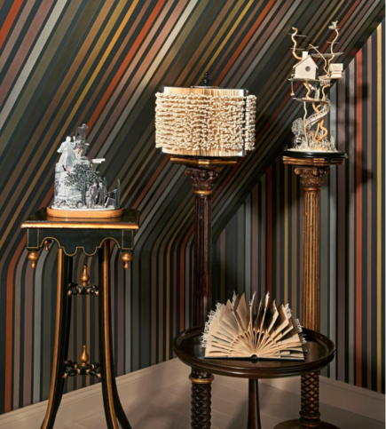 Carousel Stripe Mariinsky Black & Multi Wallcovering by Cole & Son 