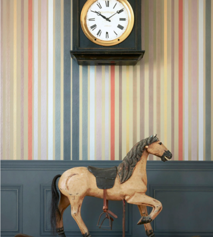 Carousel Stripe Mariinsky Linen & Multi Wallcovering by Cole & Son 
