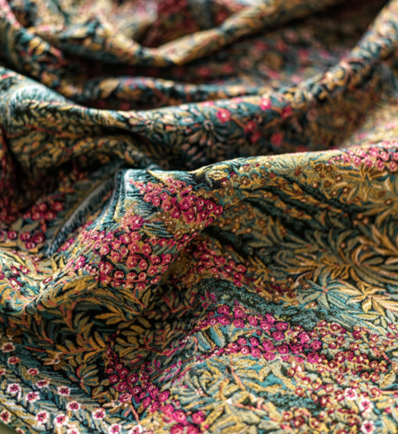 Cascade Jacquard Teal & Viridian Fabric by Cole & Son 