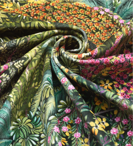 Cascade Velvet Leaf Green Fabric by Cole & Son 