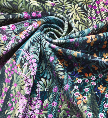 Cascade Velvet Teal & Viridian Fabric by Cole & Son 
