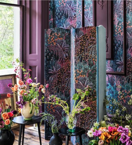 Cascade Velvet Violet Fabric by Cole & Son 
