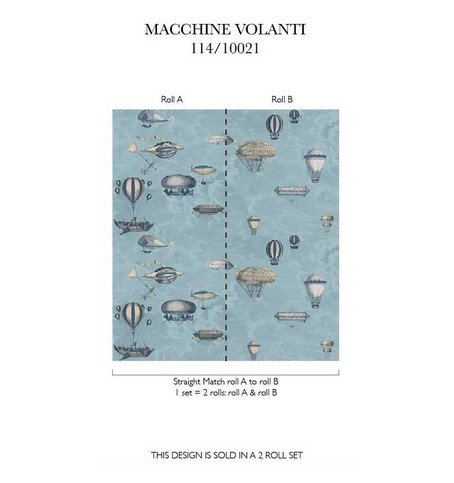 Macchine Volanti (2 roll set) Wallcovering by Cole & Son 