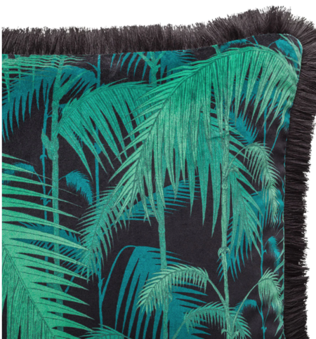 Palm Jungle Velvet Cushion with Fringing by Cole & Son 