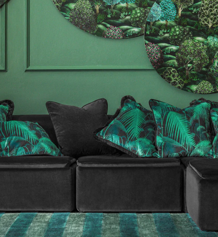 Palm Jungle Velvet Cushion with Fringing by Cole & Son 