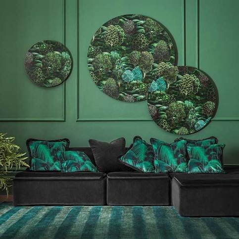 Palm Jungle Velvet Cushion with Fringing by Cole & Son 