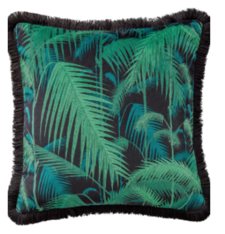 Palm Jungle Velvet Cushion with Fringing by Cole & Son 