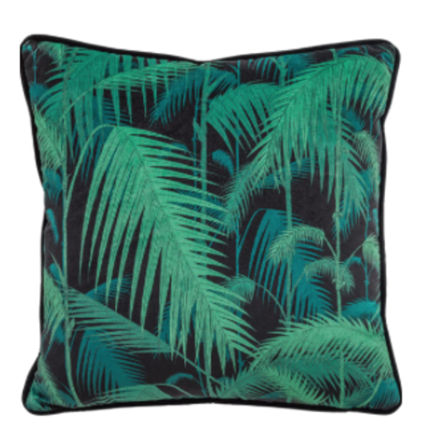Palm Jungle Velvet Cushion with Velvet Piping by Cole & Son 