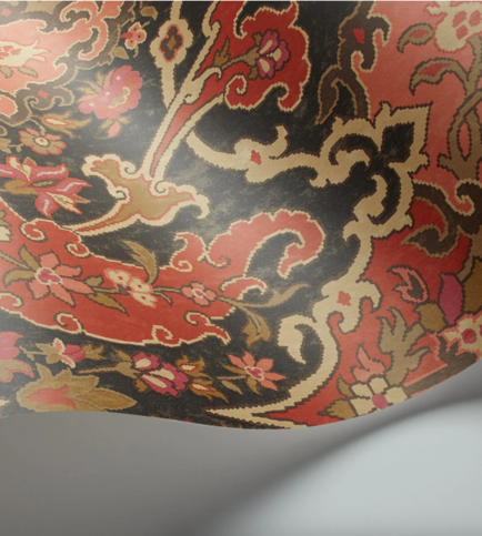 Pushkin Coral & Rouge on Soot Wallcovering by Cole & Son 