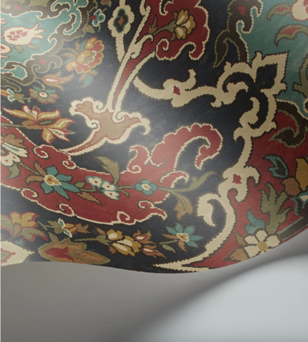 Pushkin Seafoam & Red on Charcoal Wallcovering by Cole & Son 