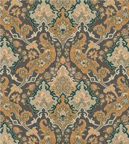 Pushkin Stone & Ginger on Soot Wallcovering by Cole & Son 