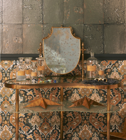 Pushkin Stone & Ginger on Soot Wallcovering by Cole & Son 