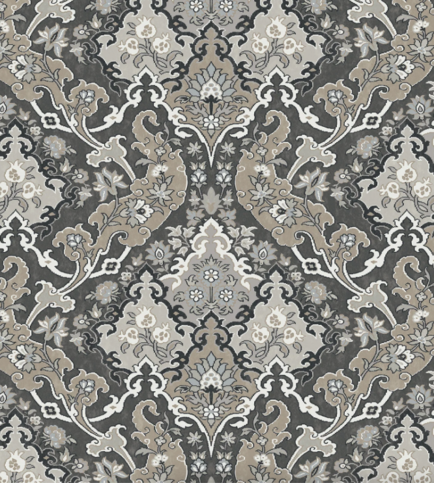 Pushkin Stone & Taupe on Soot Wallcovering by Cole & Son 