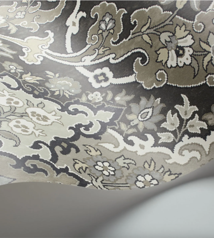 Pushkin Stone & Taupe on Soot Wallcovering by Cole & Son 