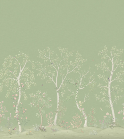 Seasonal Woods Silk Jade Wallcovering by Cole & Son 