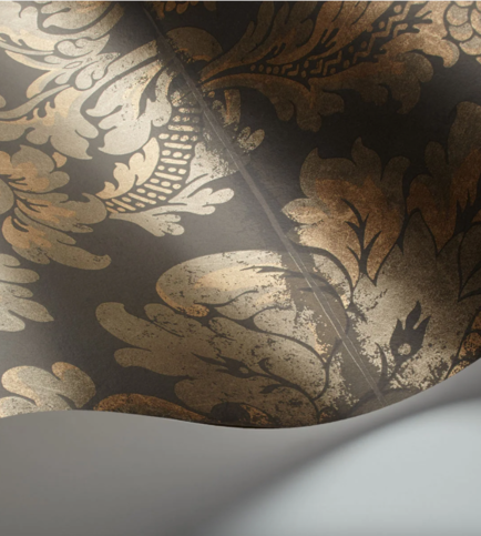 Stravinsky Metallic Bronze on Soot Wallcovering by Cole & Son 