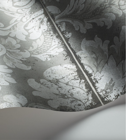 Stravinsky Metallic Silver on Metallic Graphic Wallcovering by Cole & Son 