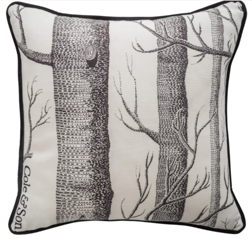 Woods Linen Union Cushion with Velvet Piping by Cole & Son 