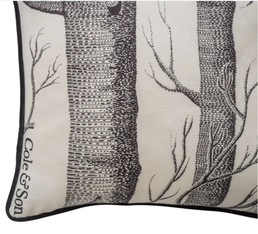 Woods Linen Union Cushion with Velvet Piping by Cole & Son 