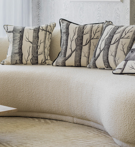 Woods Linen Union Cushion with Velvet Piping by Cole & Son 