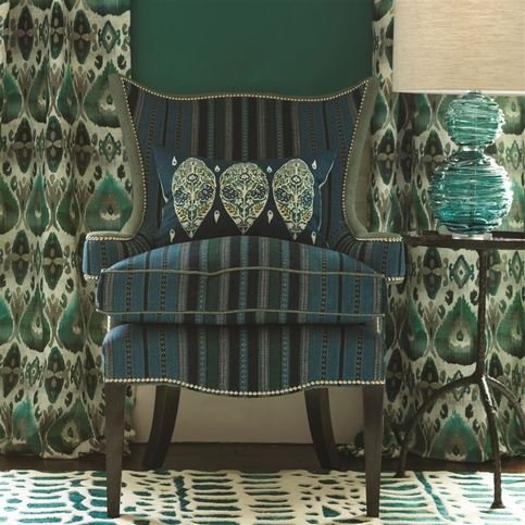 Almacan Peacock Fabric by William Yeoward