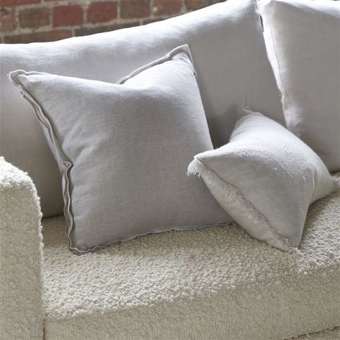 Brera Lino Alabaster with White overlocked edge Cushion by Designers Guild