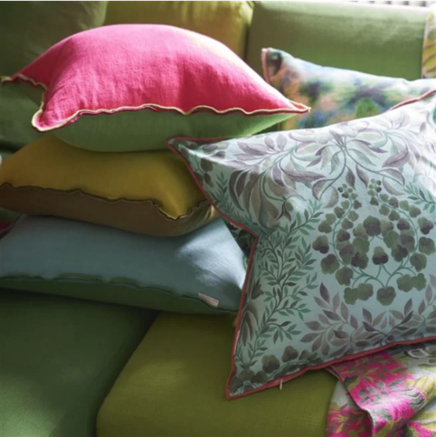 Brera Lino Cerise & Grass Cushion by Designers Guild