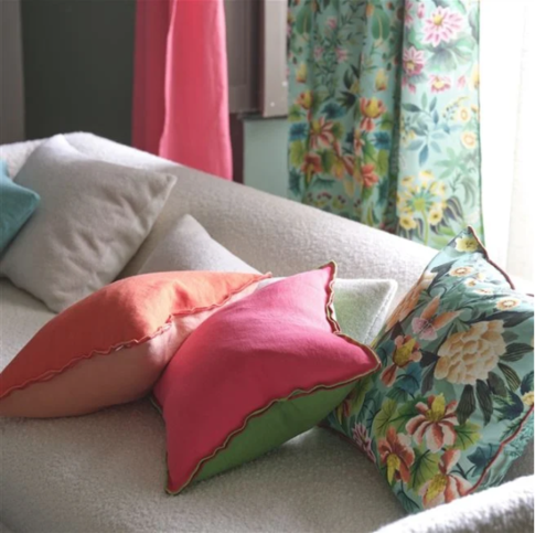 Brera Lino Cerise & Grass Cushion by Designers Guild