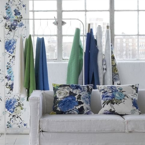 Brera Lino Cerulean Fabric by Designers Guild 