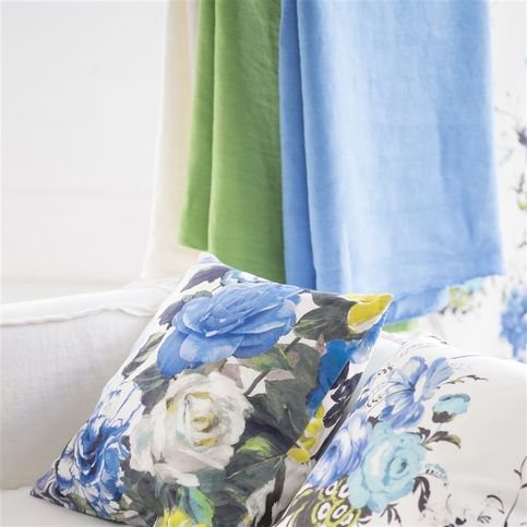 Brera Lino Cerulean Fabric by Designers Guild 
