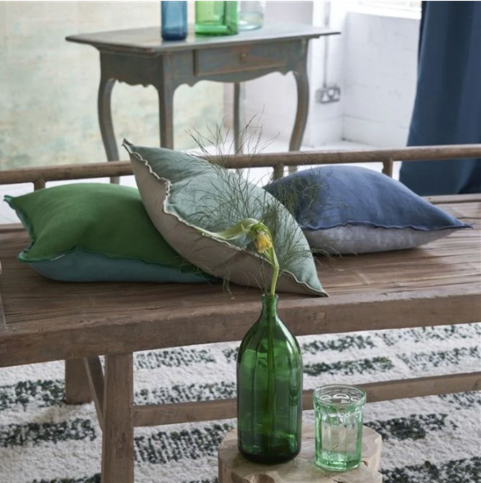 Brera Lino Emerald & Capri Cushion by Designers Guild