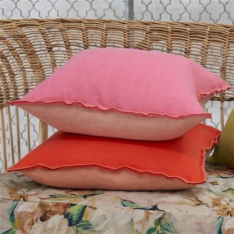 Brera Lino Hibiscus & Peach Cushion by Designers Guild