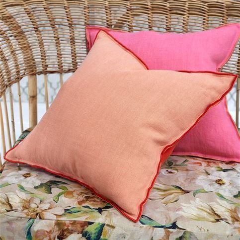 Brera Lino Hibiscus & Peach Cushion by Designers Guild