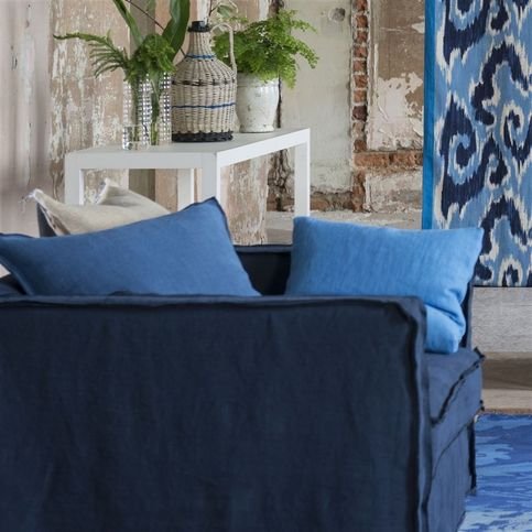 Brera Lino Indigo Fabric by Designers Guild 
