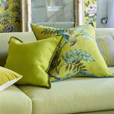 Brera Lino Lime & Moss Cushion by Designers Guild
