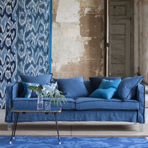 Brera Lino Marine Fabric by Designers Guild 