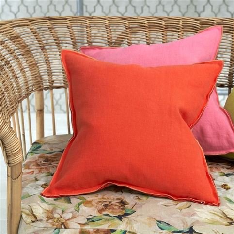 Brera Lino Nasturtium & Papaya Cushion by Designers Guild