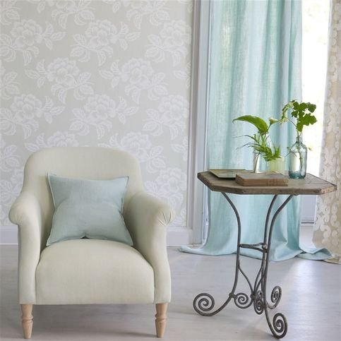 Brera Lino Pale Aqua Fabric by Designers Guild 