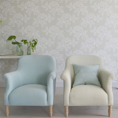 Brera Lino Pale Aqua Fabric by Designers Guild 
