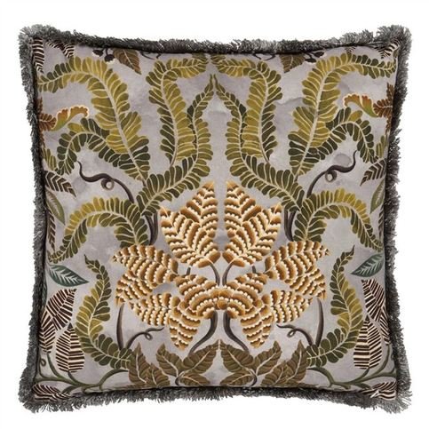 Brocart Decoratif Embroidered Sepia Cushion by Designers Guild