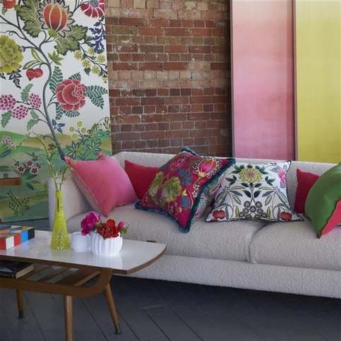Brocart Decoratif Fuchsia Cushion by Designers Guild