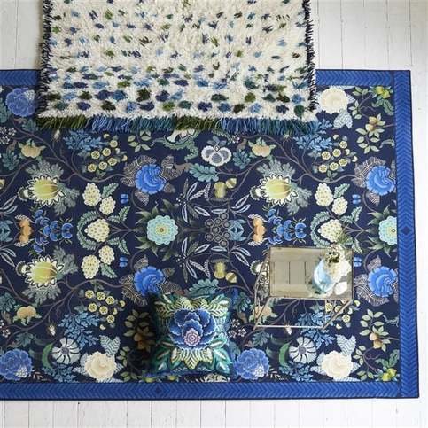 Brocart Decoratif Indigo Rug by Designers Guild