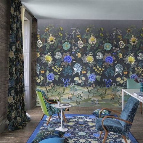 Brocart Decoratif Indigo Rug by Designers Guild