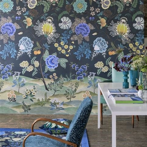 Brocart Decoratif Indigo Wallcovering by Designers Guild
