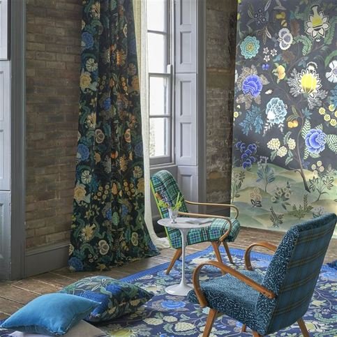 Brocart Decoratif Indigo Wallcovering by Designers Guild