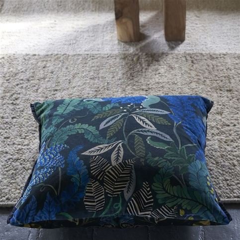 Brocart Decoratif Velours Indigo Cushion by Designers Guild