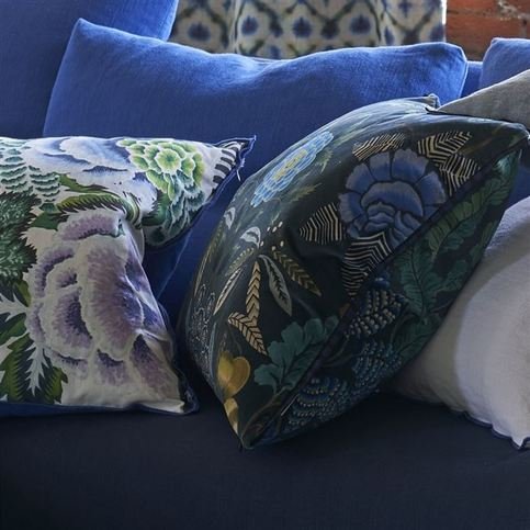 Brocart Decoratif Velours Indigo Cushion by Designers Guild